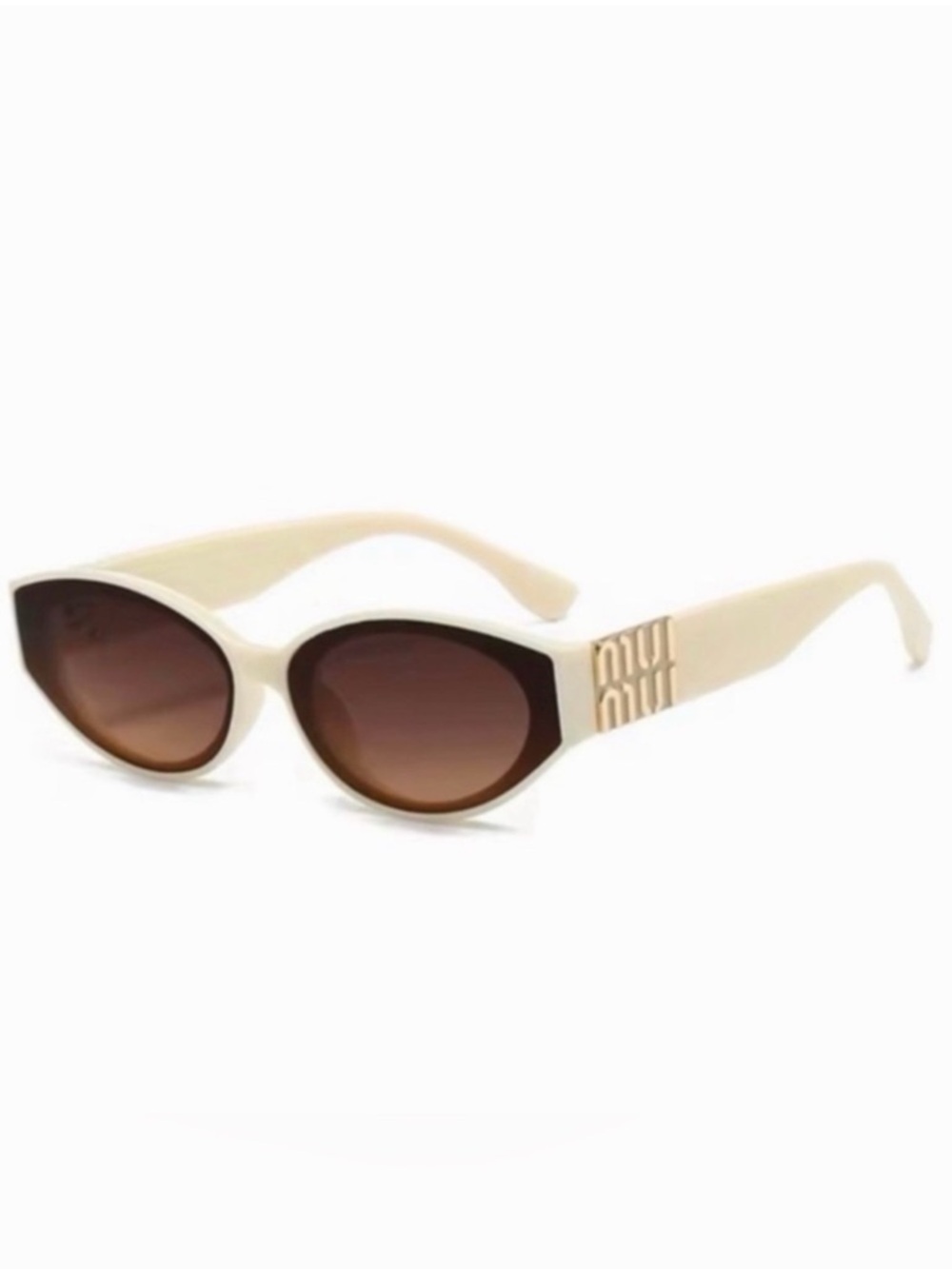 New Cat-Eye Sunglasses with Brown Gradient Lenses and Logo Temples